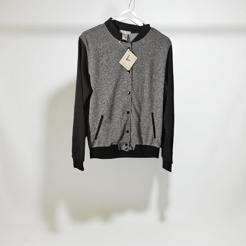 NWT Connection 18 Black and Gray Button up Jacket size large